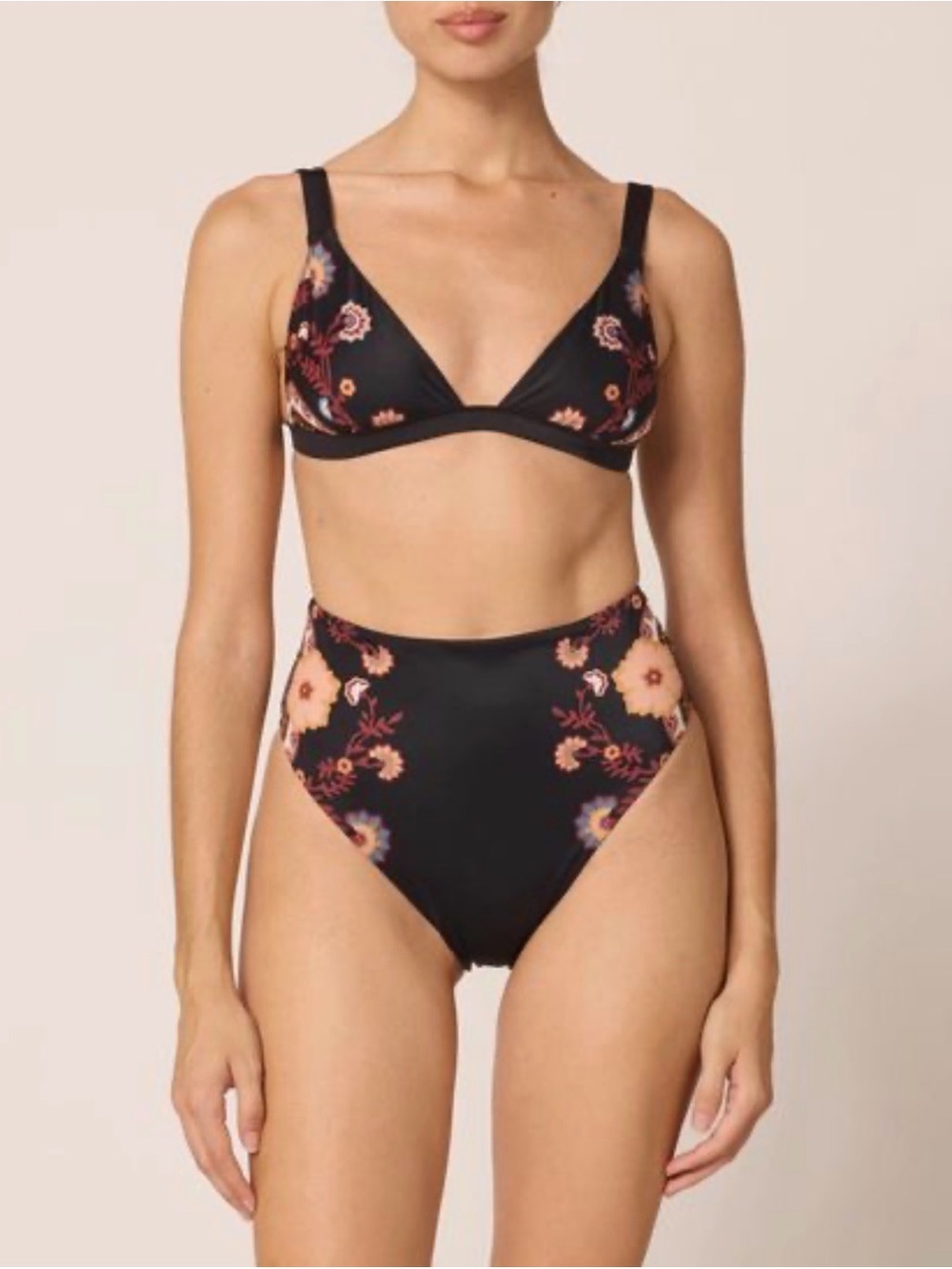 Cleobella Katina Top Size M NWT Black Floral Swim Bikini Boho Bohemian Beach
